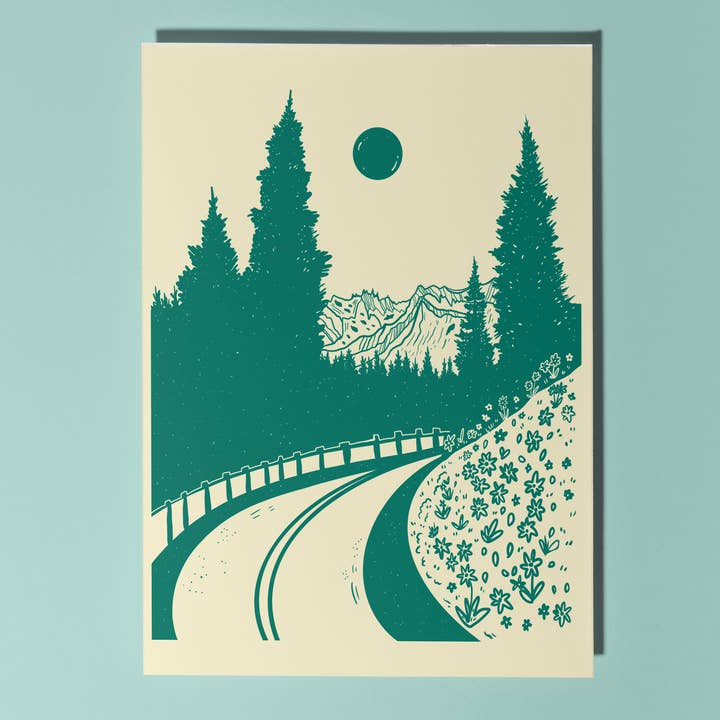 Winding Mountain Road A2 Greeting Card for wholesale by Heirloom Design Co.