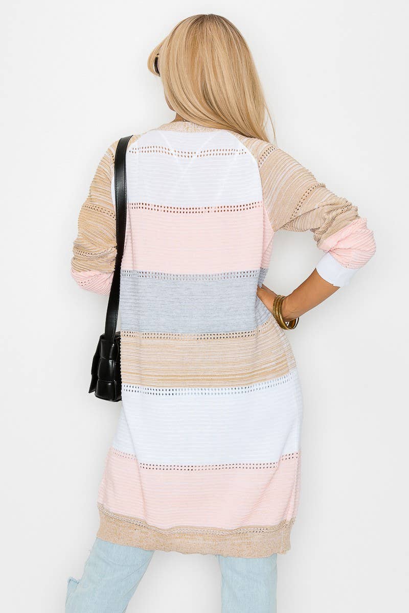 Cezele – wholesale Cardigan – Women’s – Color block Long Sleeve Cardigan8