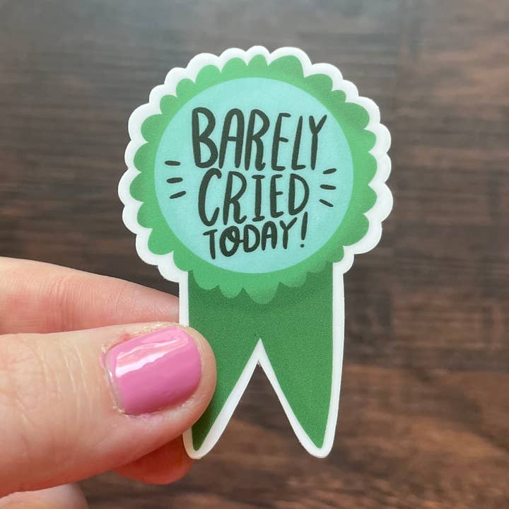 Barely Cried Today Wasserdichter Aufkleber | Green Ribbon für den Großhandel von The Creative Ink