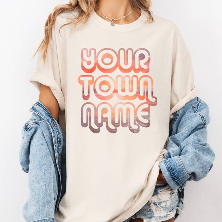 Custom Text Beach Shirt, Tourist Shop Souvenir Tee for wholesale by Miche Custom