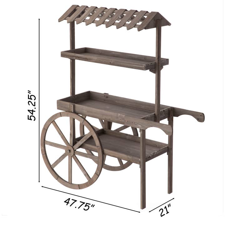 Quickway Imports - Wholesale Bar Cart - Antique Rustic Solid Wood decor Display Rack Cart, 3 Tier