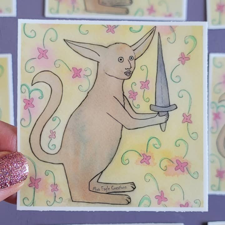 Medieval Cat King Vinyl Sticker for wholesale by Mira Eagle Creations