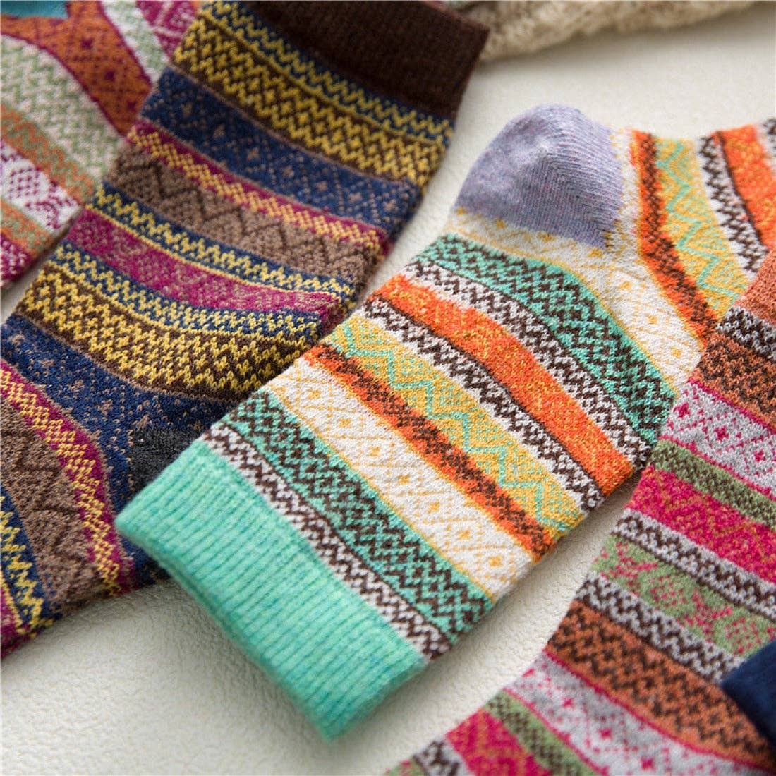 Funkyrel® Atzbranding Limited - Wholesale Socks – Women's - Rufia - 5 Pairs Bohemian Style Wool-Blend Socks9