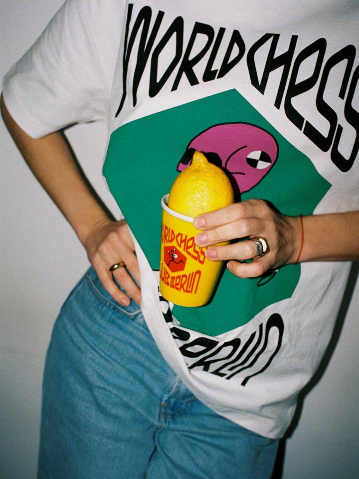 World Chess - Wholesale Screen Printed T-Shirt - Women's - World Chess Club Berlin T-Shirt with a Scull