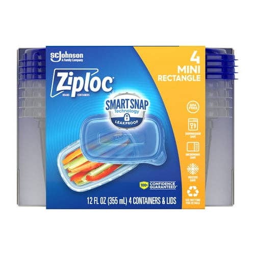 Kasa Style - Wholesale Food Storage Container - Ziploc® Brand, Food Storage Containers, Smart Snap Technology, Mini Rectangle, 4 ct5