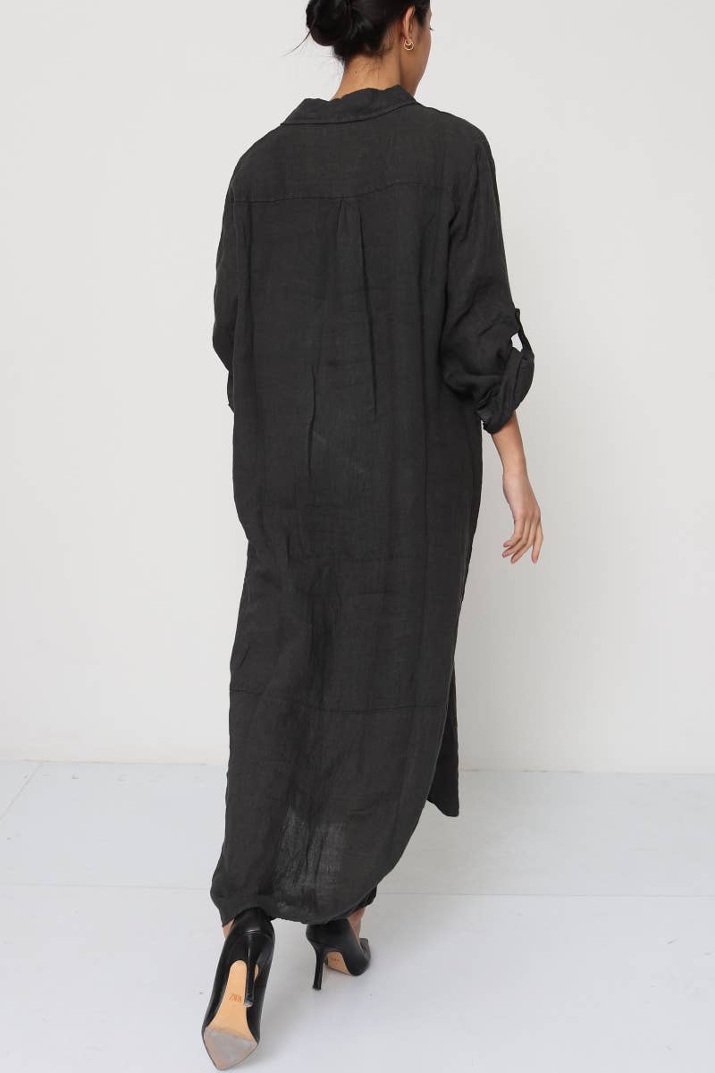 LÉA & LUC - Wholesale Dress - Women's - Long shirt dresses in 100% Linen REF. 148424
