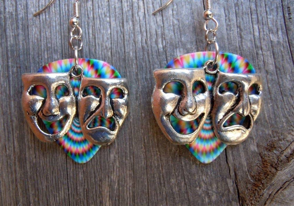 Simply Raevyn - Wholesale Dangle Earrings - Theater Mask Charm Guitar Pick Earrings16