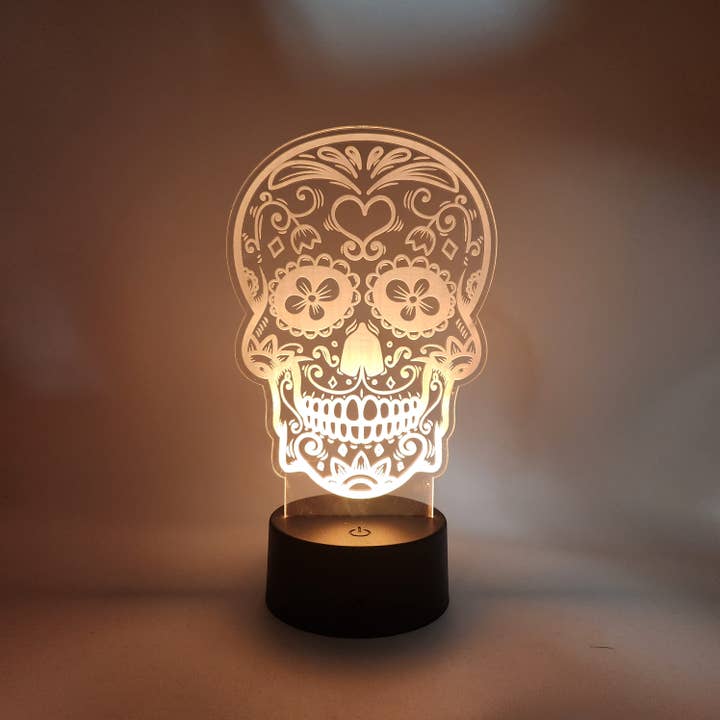 The 308 Collective - Wholesale Accent/desk lamp - Sugar Skull LED Light | Calavera - Day of the Dead Lamp1