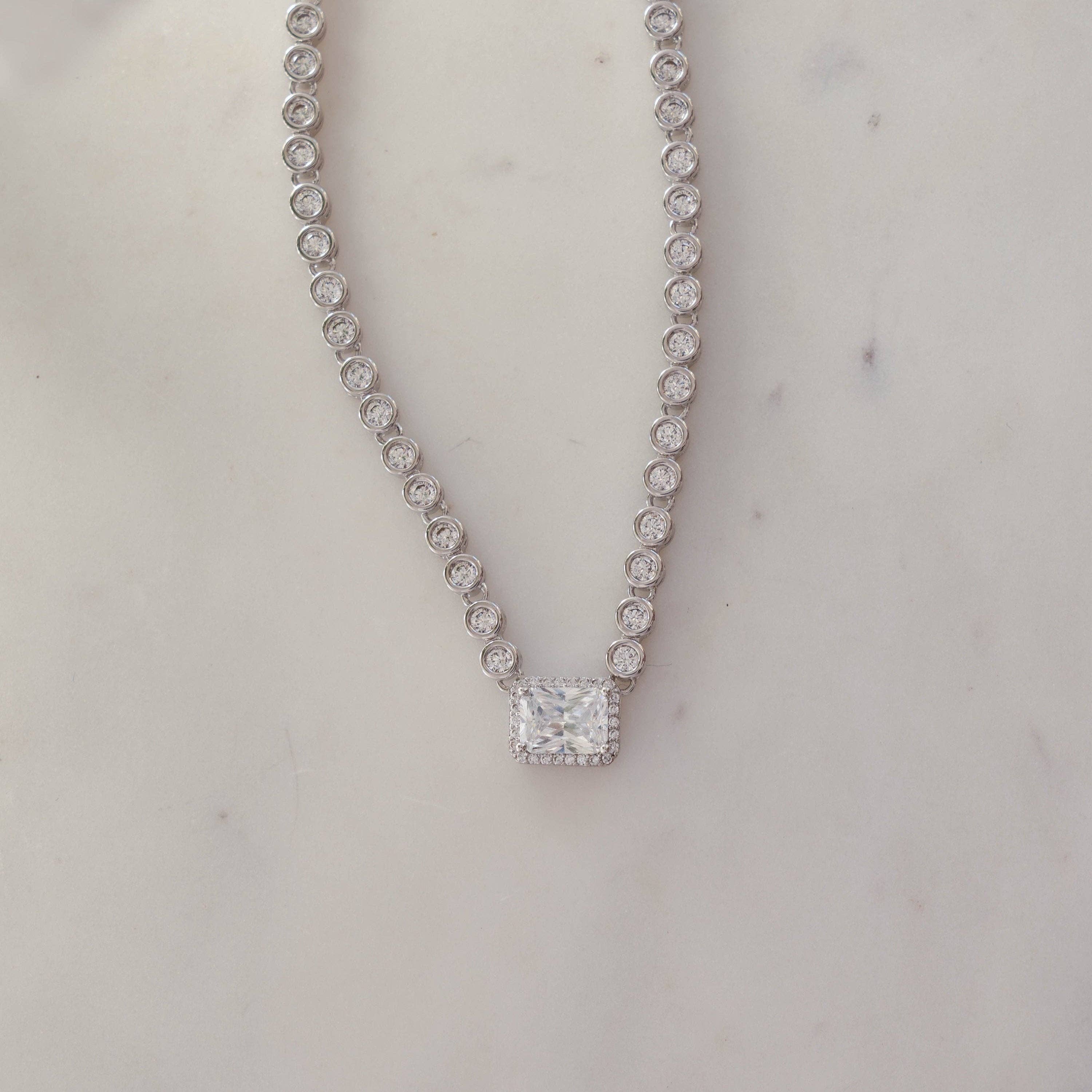 Sami Jewels - Wholesale Pendant/Charm Necklace - Diamond Baguette Tennis Necklace6