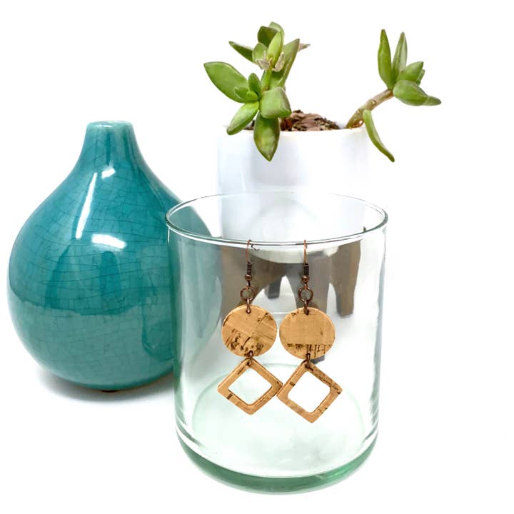 mmb by hand - Wholesale Dangle Earrings - Sustainable Mid Mod Cork Earrings1