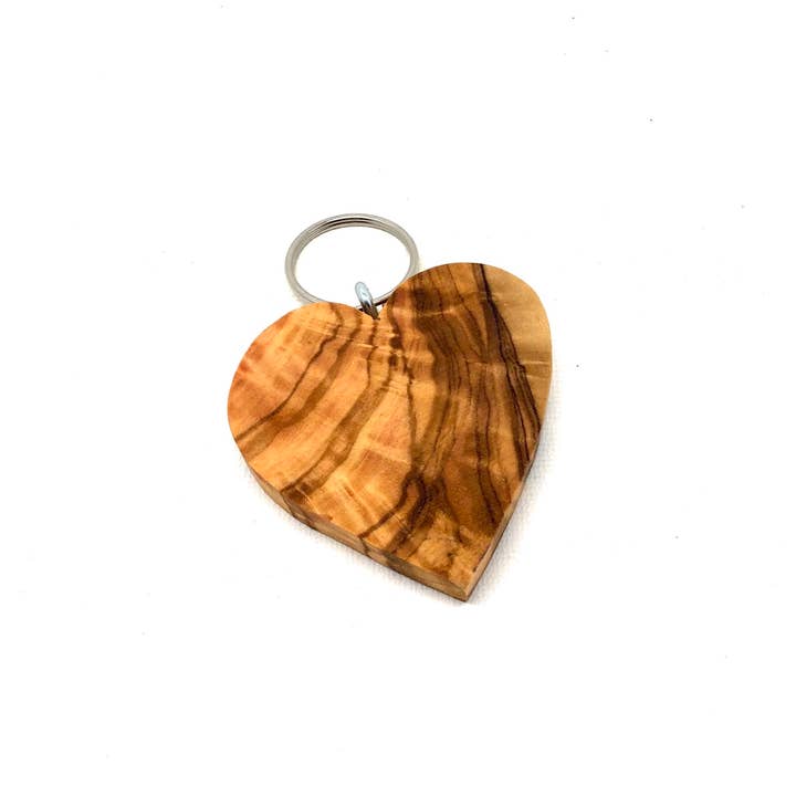olivenholz-erleben - Wholesale Keychain - Unisex - Olive wood keyring with a flat heart