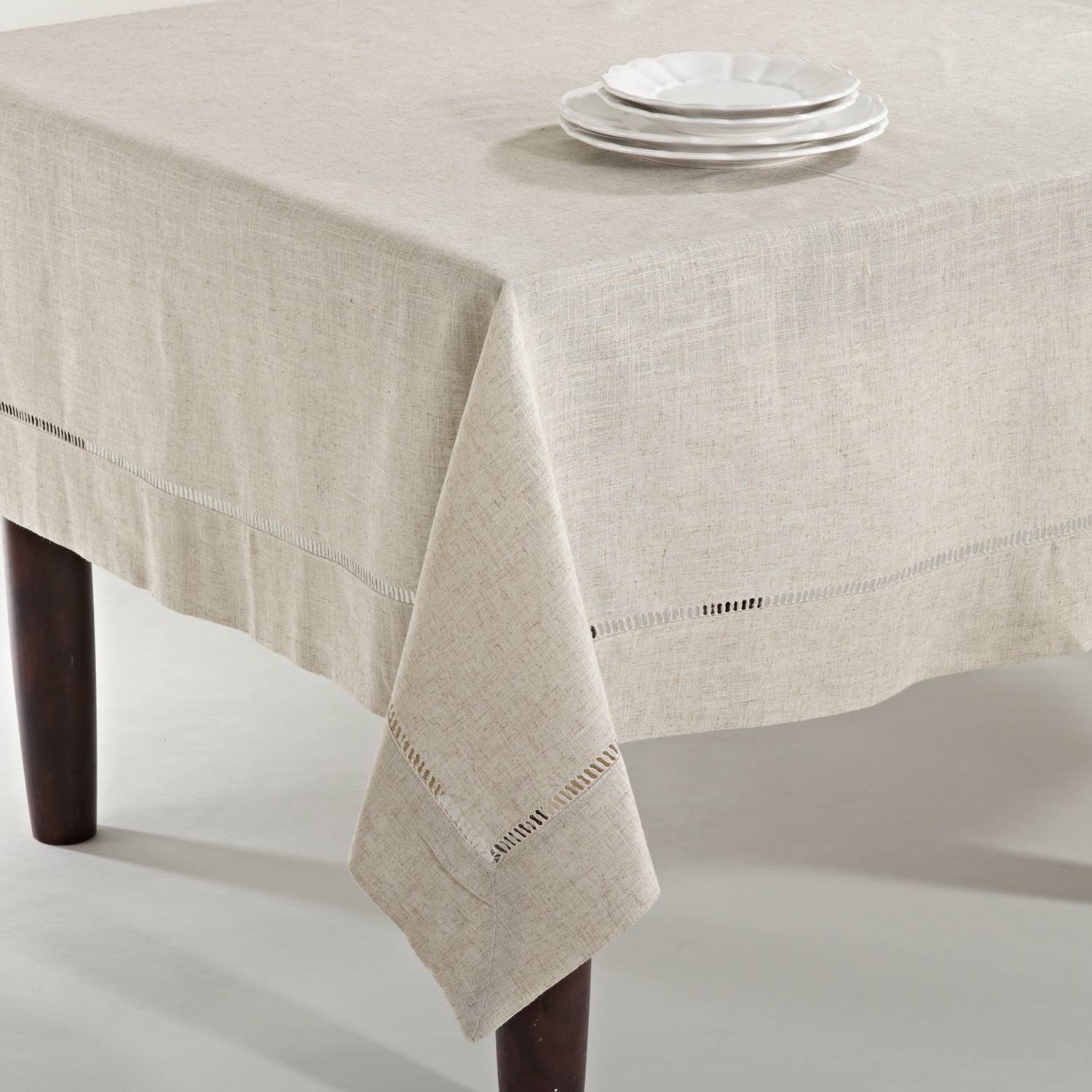 Natural Toscana Hemstitched Tablecloth for wholesale on Faire0