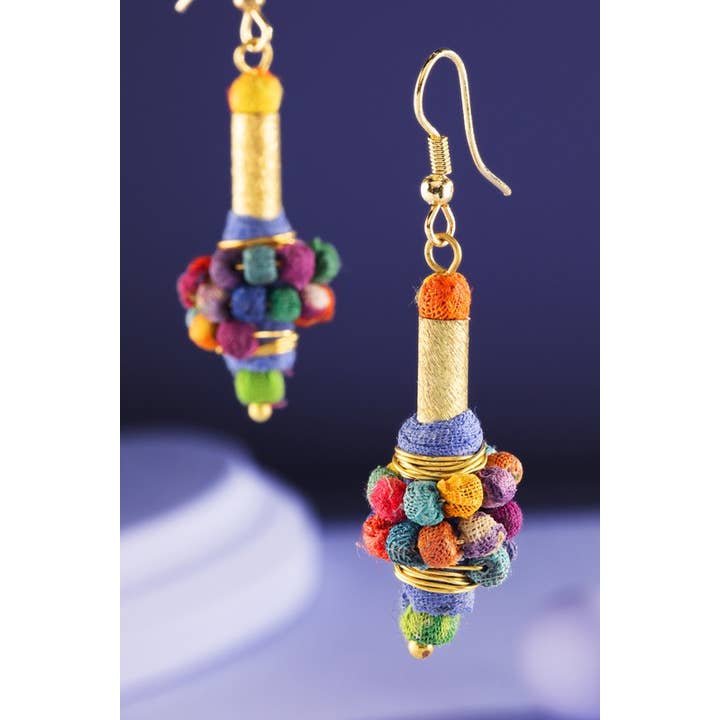 MULTI MUL Handmade Brass Wrapped Dangle Earrings for wholesale on Faire
