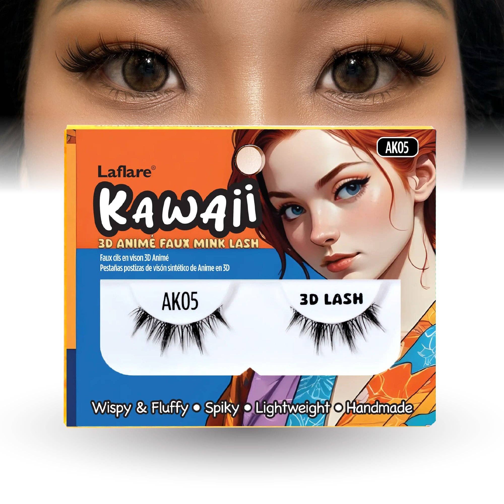 Laflare - Wholesale False/Fake Eyelashes - Kawaii 3D Anime Faux Mink Lash | Manga Lashes | Japanese Style Cosplay Lashes | Spiky 8D Wispy False Eyelashes Full Strip Doll Lashes.4