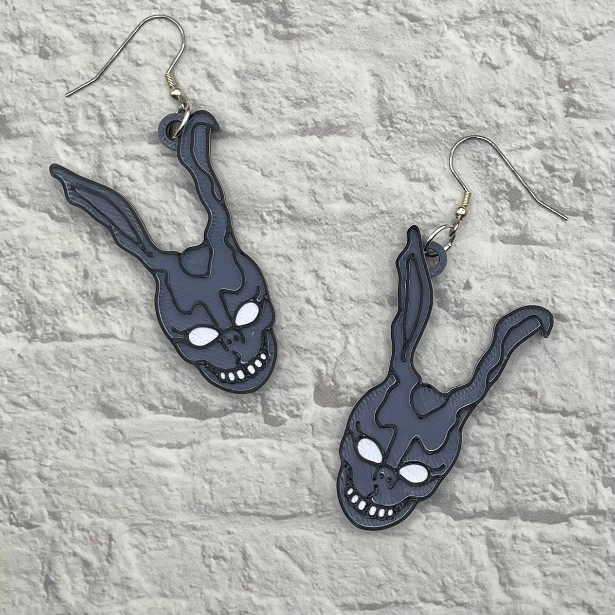 Cryptid Craft Studio - Wholesale Dangle Earrings - Frank Rabbit Horror Statement Earrings 3D Printed2