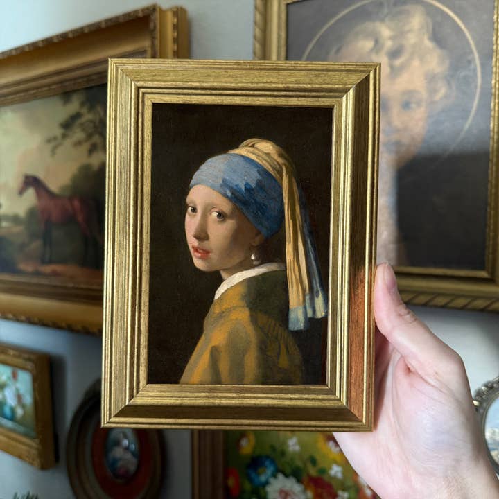 Vintage Style Girl With The Pearl Earring Art Print Framed for wholesale by Thrift Antiques