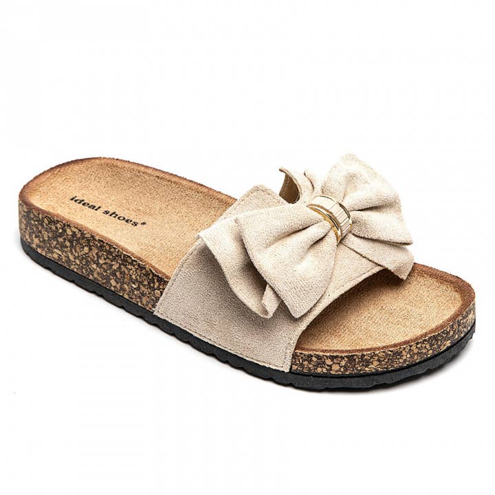 Dames slippers met strik en kurken zool voor wholesale door idealshoes