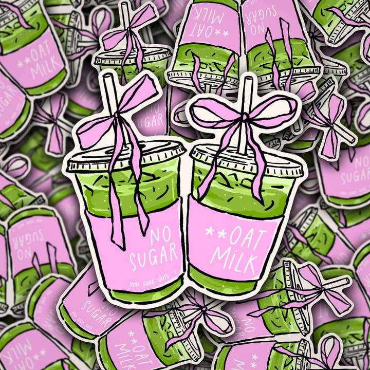 Autocollant en vinyle Lait d'avoine Matcha glacé pour la vente par Sonny Rising