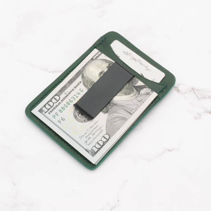 Leather Money Clip Card Holder Wallet with 4 Card Pockets for wholesale by Arbor Trading Post