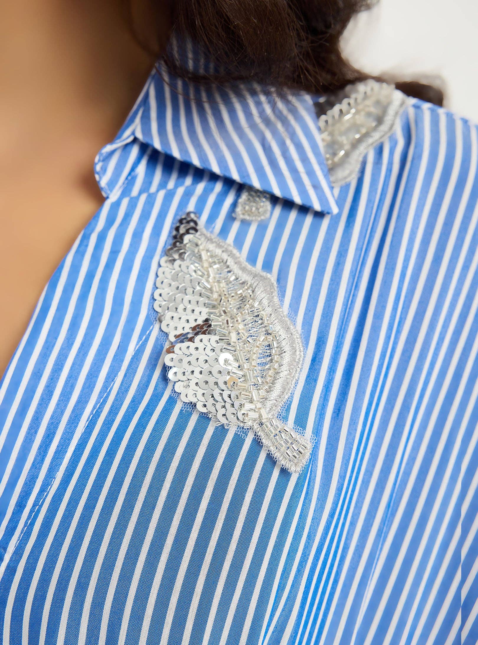 Store WF – wholesale Kaftan – Women's – Striped Silver Embellishment Kaftan Dress7