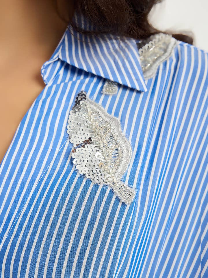 Store WF – wholesale Kaftan – Women's – Striped Silver Embellishment Kaftan Dress7