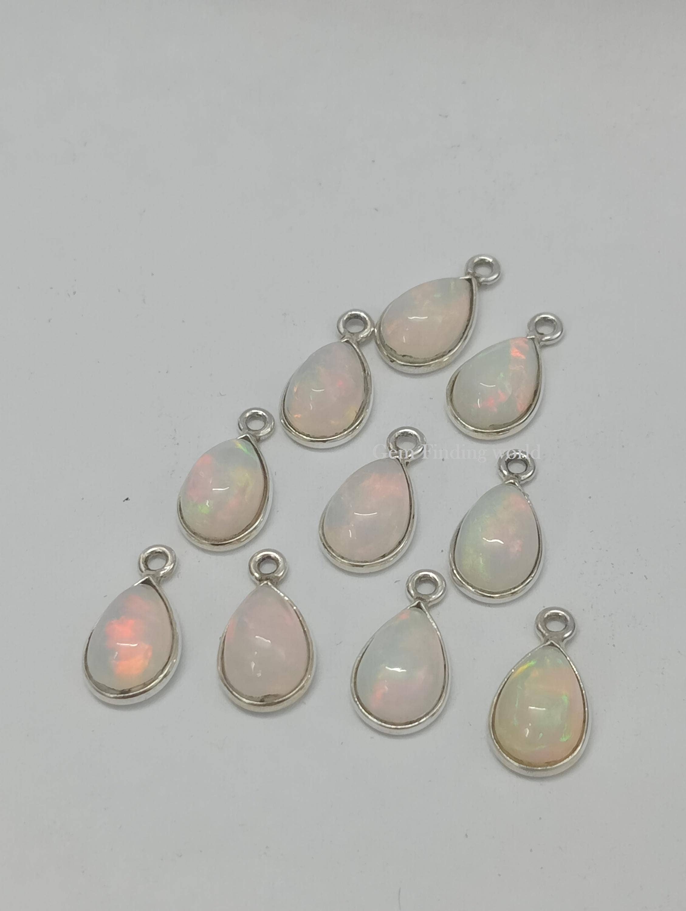 Rishi Jewelry – wholesale Individual charm/pendant – Ethiopian Opal Gemstone Charm Pendant Silver Connector4