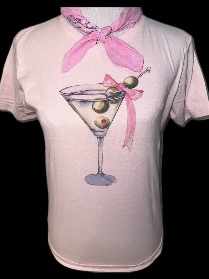 Dirty Martini on crew (White/Light Pink/Mint) / Drinking for wholesale by Bling-A-GoGo, LLC