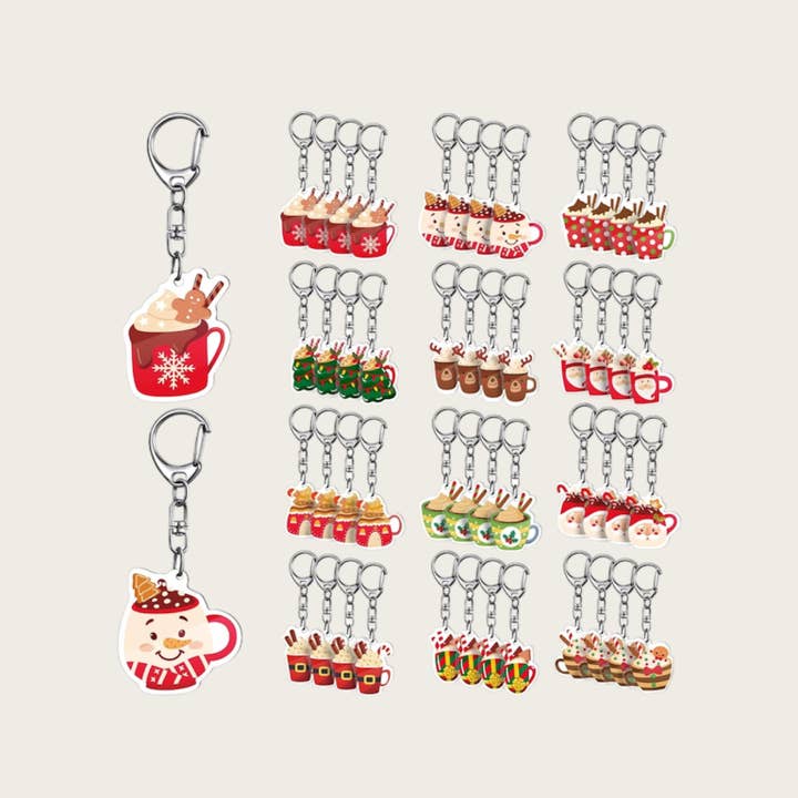 Christmas hot cocoa theme keychains for wholesale by Ella Blue