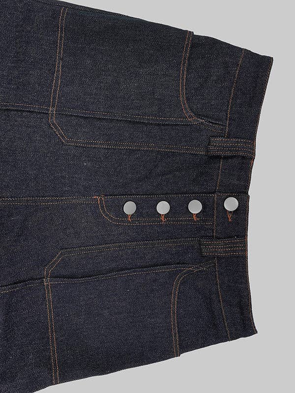 DEEP BLUE High Waist Straight Contrast Split Jean Pants for wholesale on Faire13