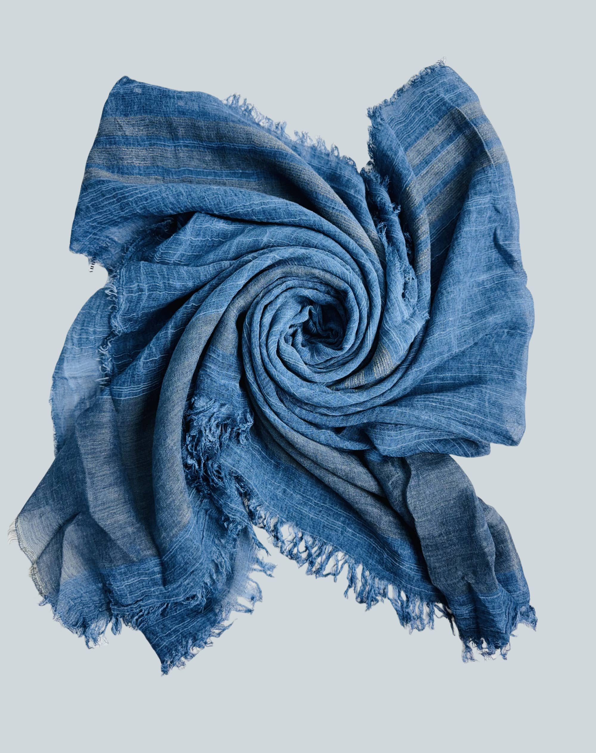 JC Sunny Fashion - Wholesale Scarf - Women's - Classic Vintage Stonewash Stripe-Trimmed Scarf14