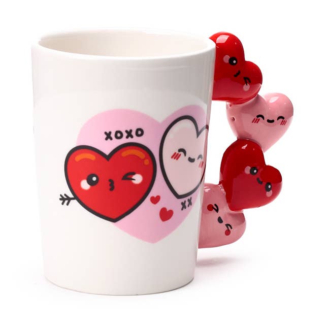 J'Adoramals Herz XOXO Keramikbecher mit geformtem Griff für den Großhandel von Puckator Ltd