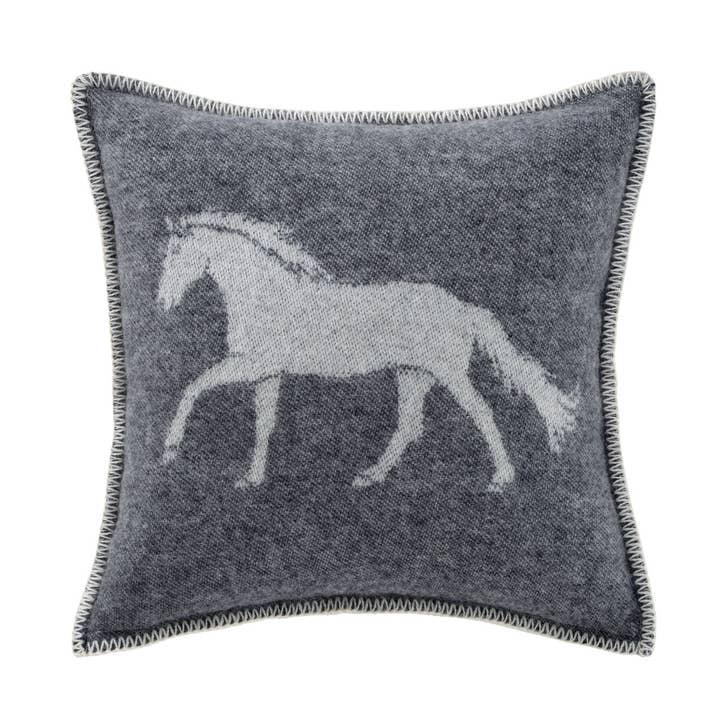 Horse Soft Black Pure Wool Cushion Cover for wholesale by JJ Textile