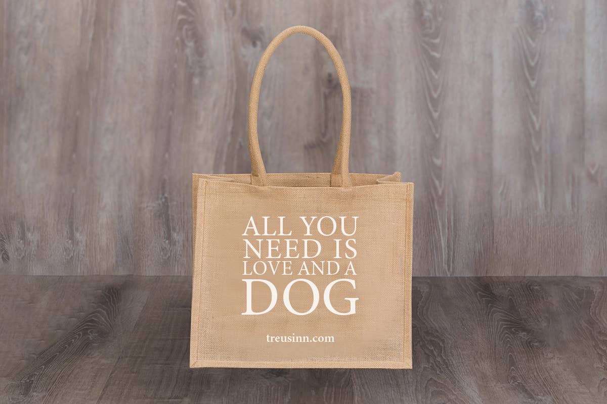treusinn. - Wholesale Grocery/Shopping Bag - Shopper JUTE – All you need is Love and a Dog – Bag0