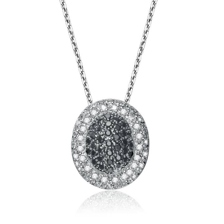 Sterling zilveren zwarte doorzichtige cubic zirconia vintage ketting voor wholesale door Genevive