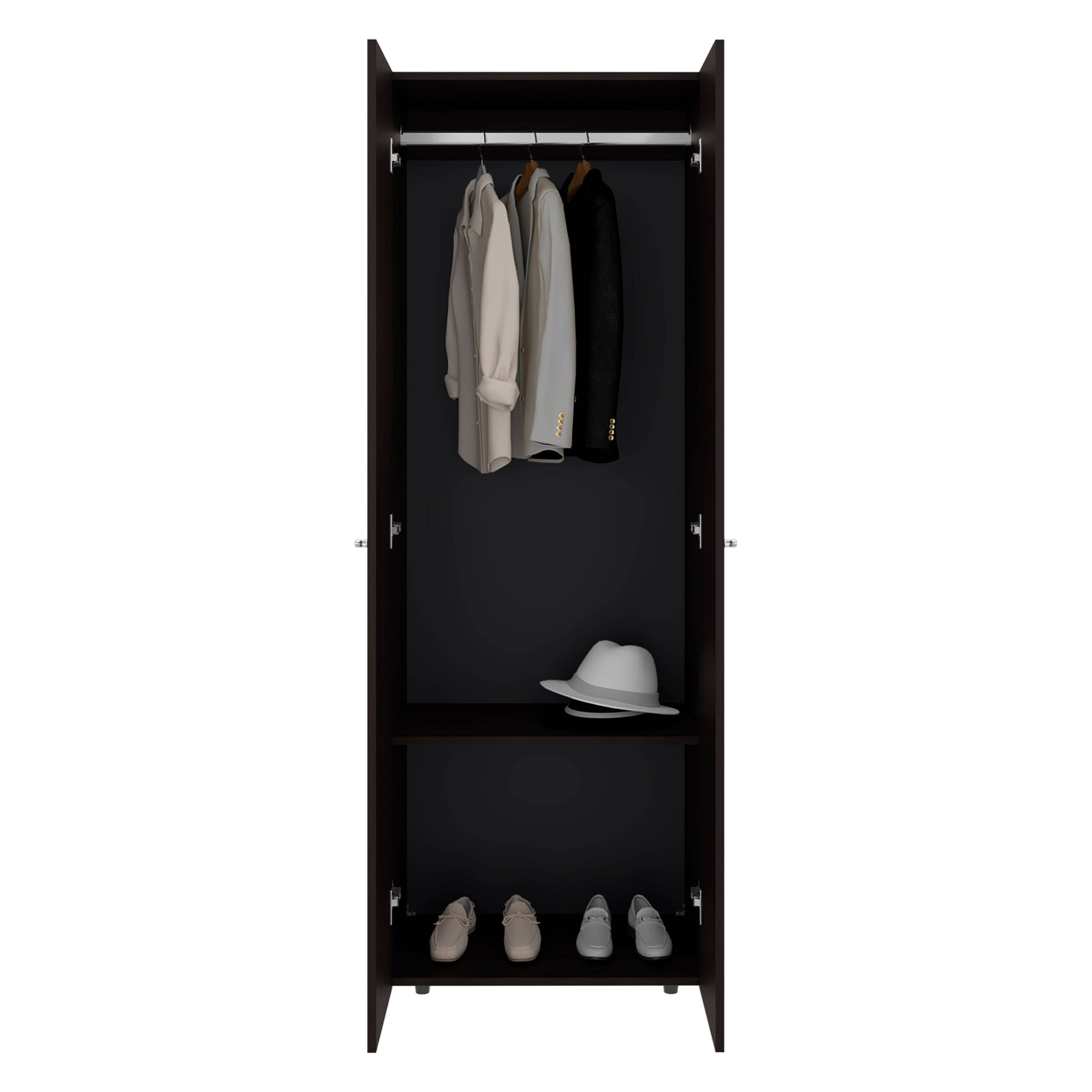 TUHOME FURNITURE - Wholesale Bedroom Furniture - Home 2 Doors Closet System Armoire, Hanging Rod and Storage Shelf, Modern Armoire for Bedroom Organization Storage1