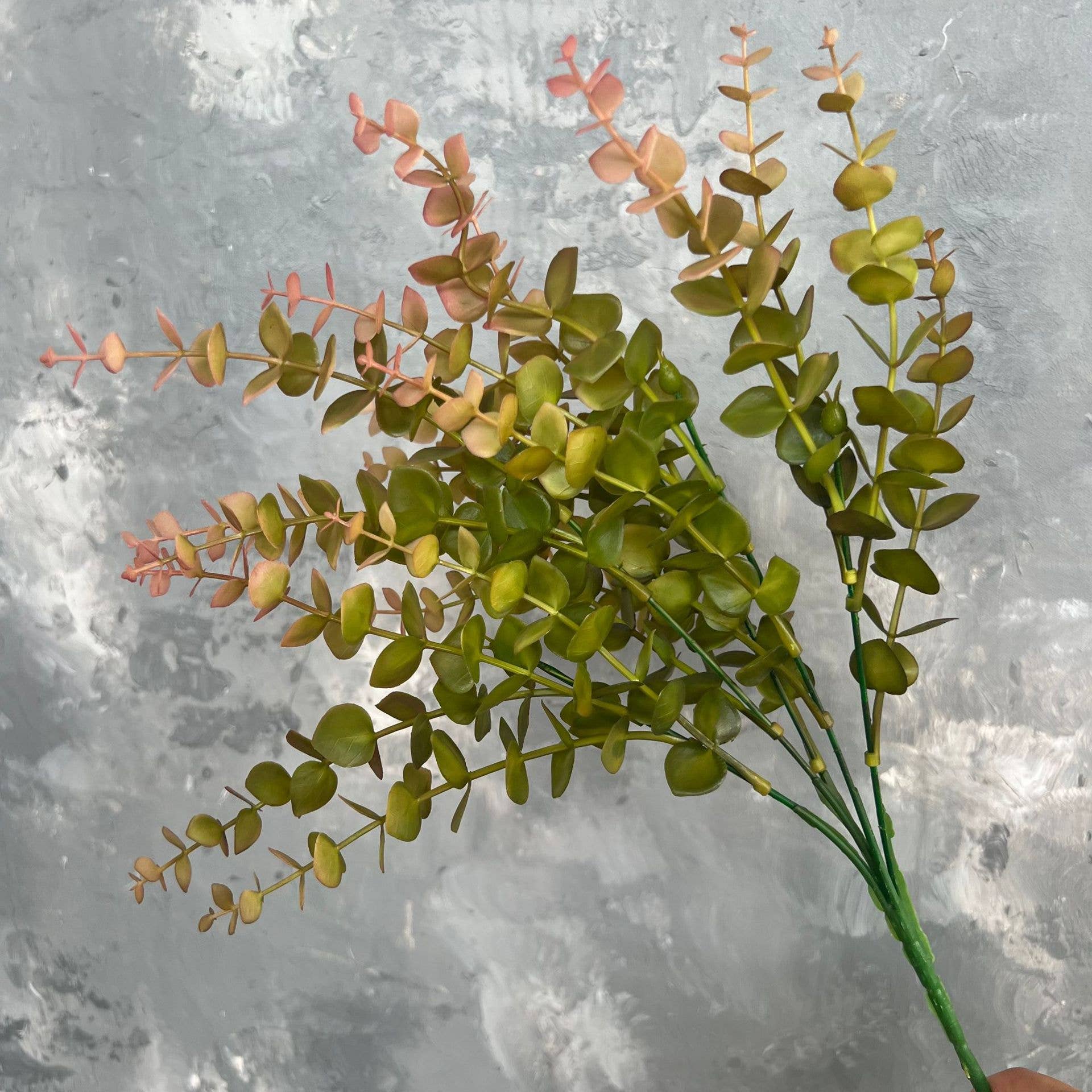 Sweet Home Deco - Wholesale Artificial Plant - 13''T Faux Eucalyptus Greenery Bunch, Autumn Orange Green1