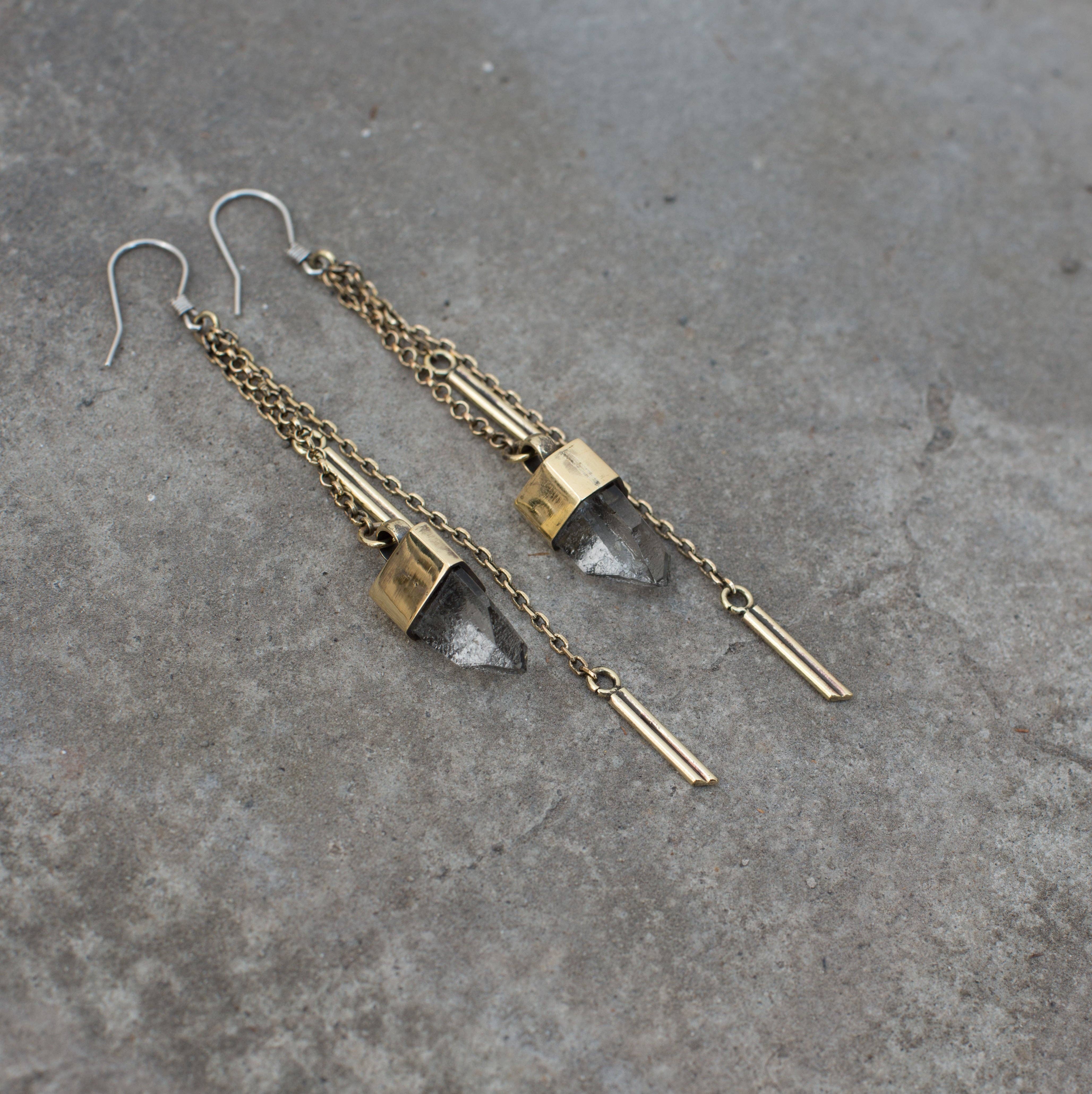 Jan Hilmer + Sparrow - Wholesale Dangle Earrings - crystal dangle earrings - brass2