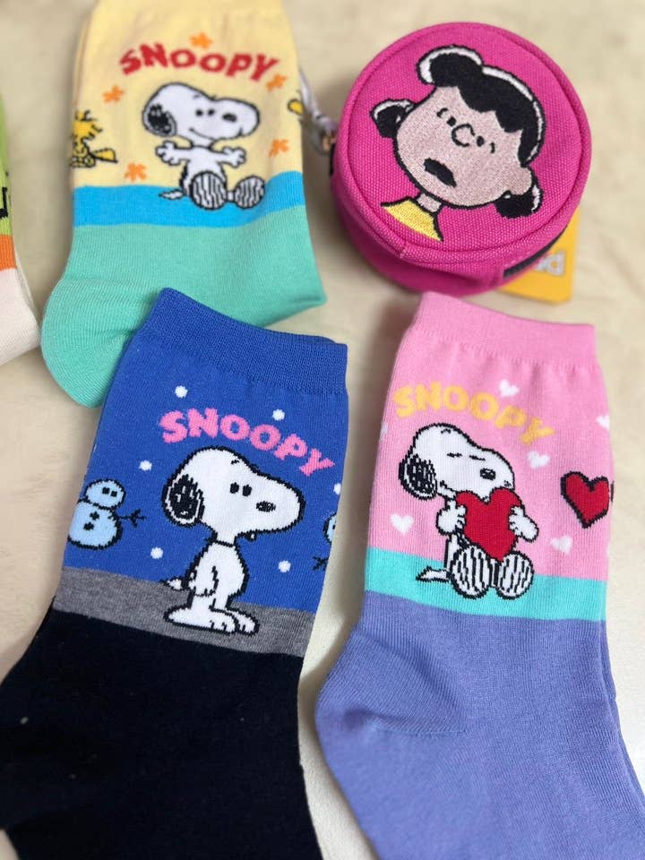 K_Wonderland - Wholesale Sokken - Dames - Peanuts Snoopy enkelsokken voor halfhoge kuit-katoen, ultrazacht