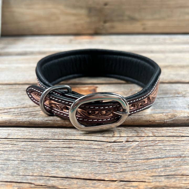 Rodeo Drive - Wholesale Pet collar – Dog - Red and Brown Genuine Leather Beaded Dog Collar #DC4501