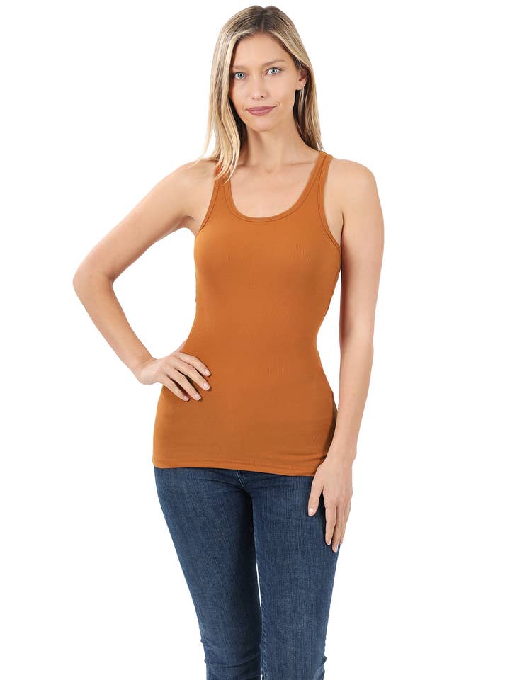 .SI-16679 STRETCHY RIBBED KNIT RACERBACK FITTED TANK for wholesale by 42POPS