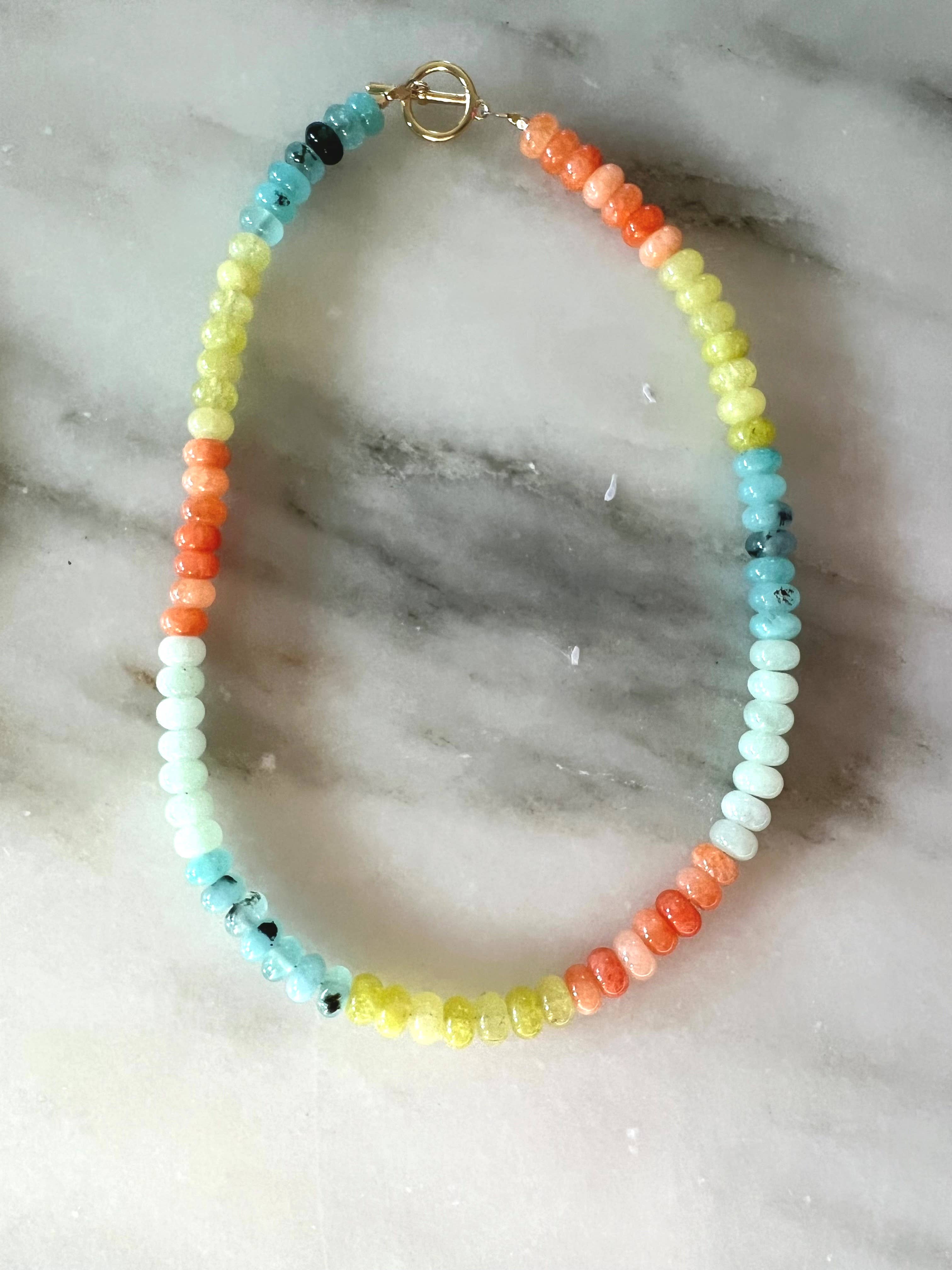 Sonya Renee Jewelry - Wholesale Beaded/Pearl Necklace - Lilly Gemstone Bead Necklace multi-color 8mm opals jade 11