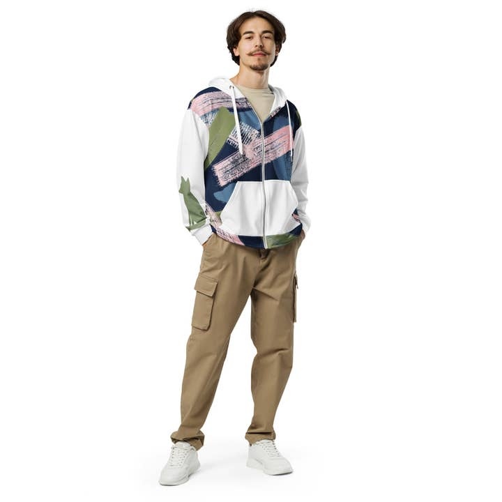 Sweat à capuche zippé - Brush Stripes pour la vente par M-EGVA