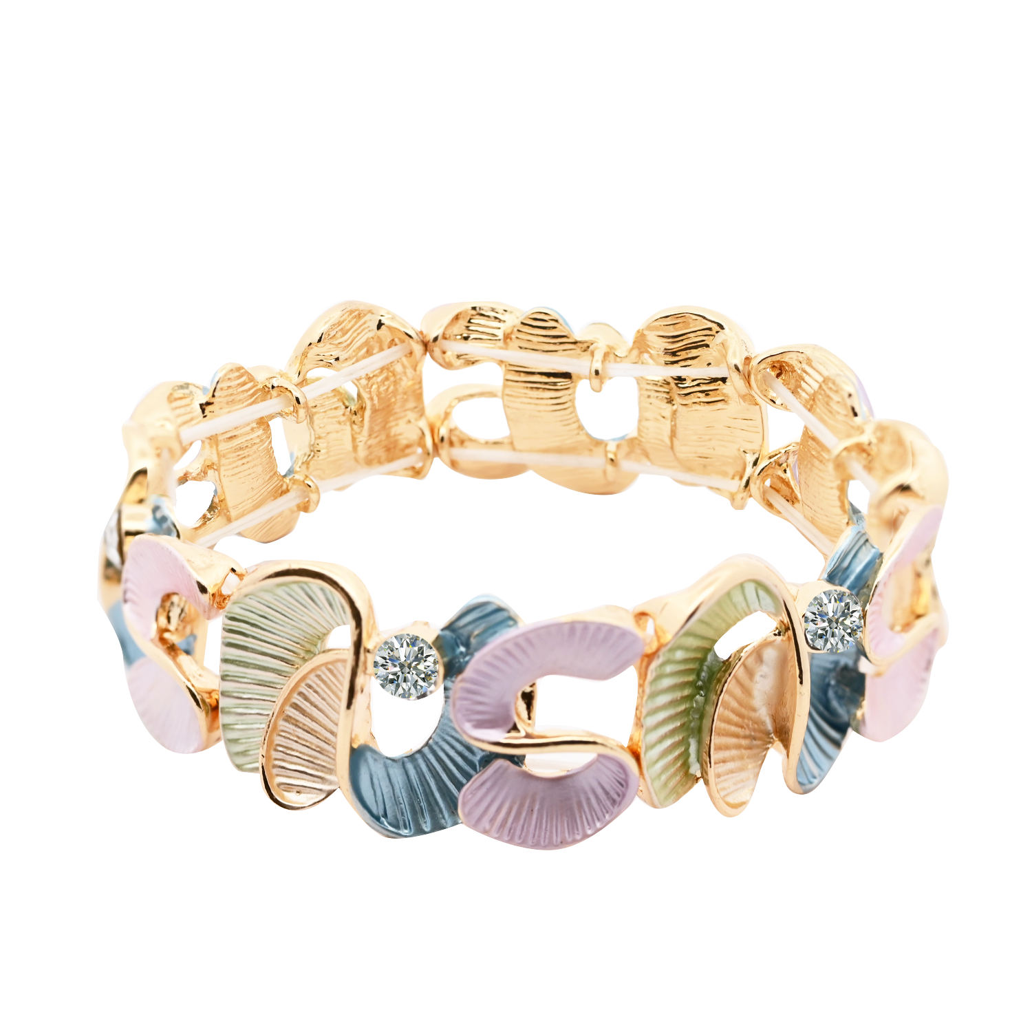 AMORINO SRL – Pulseira de punho por atacado – PULSEIRA ELÁSTICA ESMALTADA COM STRASS - SW2488A1692