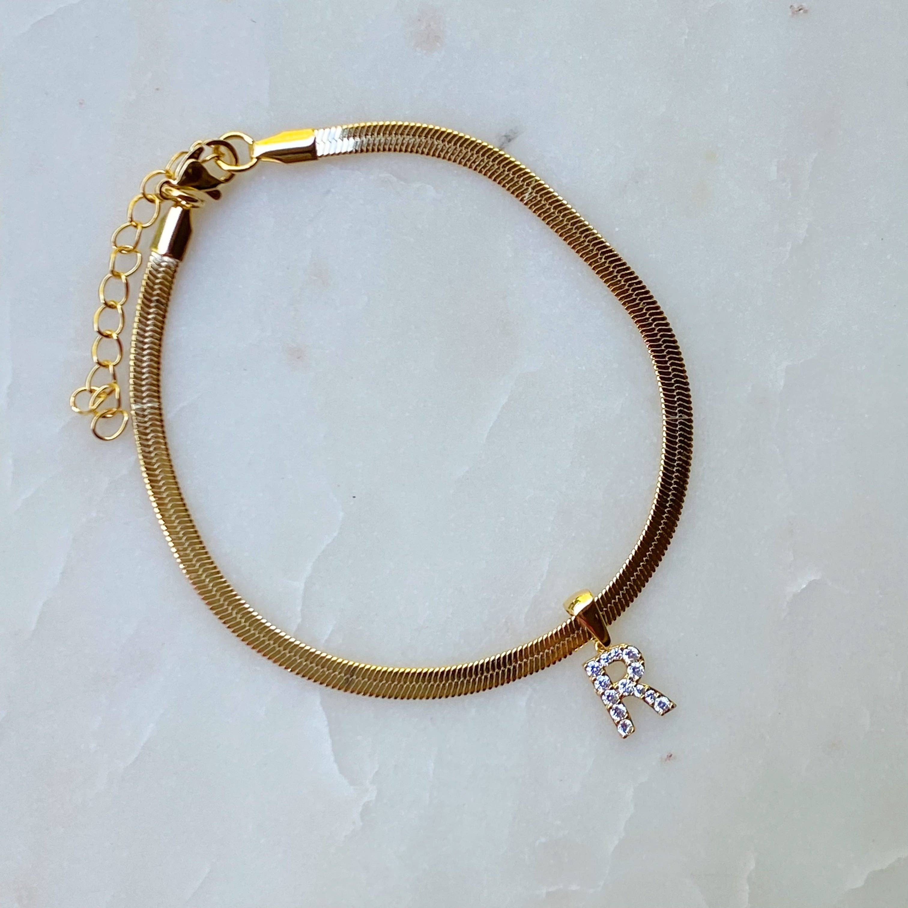 Ellison+Young - Wholesale Anklet - Herringbone Chain Initial Anklet11