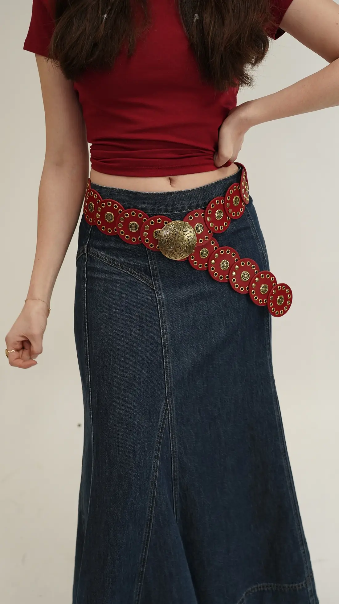 Most Wanted USA - Wholesale Belt - Women's - Leather Circle Caterpillar Disc Belt6