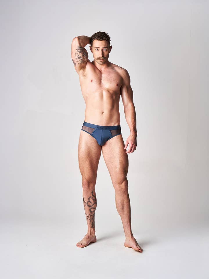 Cueca Fina Transparente - Azul Marinho por atacado de TEAMM8