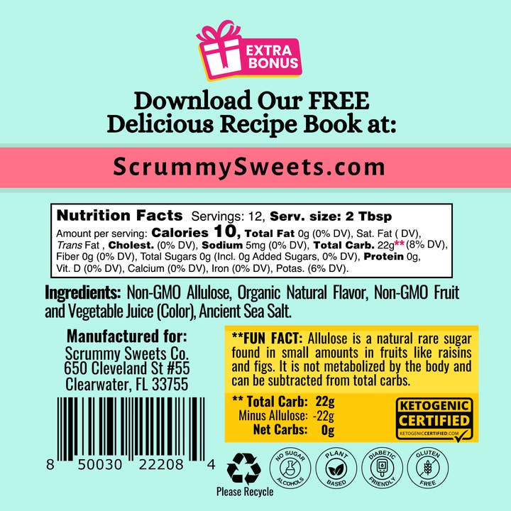 Scrummy Sweets Co. - Wholesale Flavored Syrup - Scrummy Sweet & Buttery Pancake Syrup - 12 Fl Oz