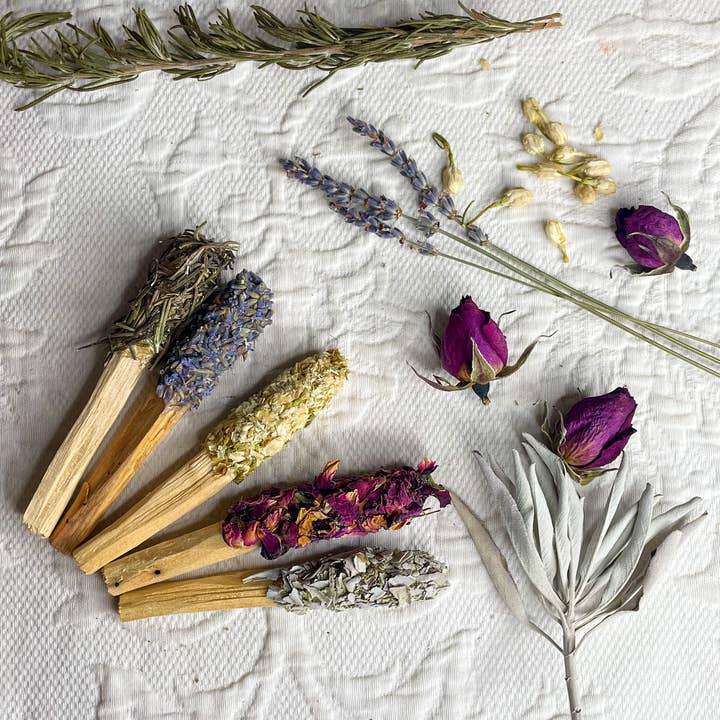 CharlieHaze - Wholesale Incense - Copal Dipped Palo Santo Sticks Rolled In Herbs, Incense Gift