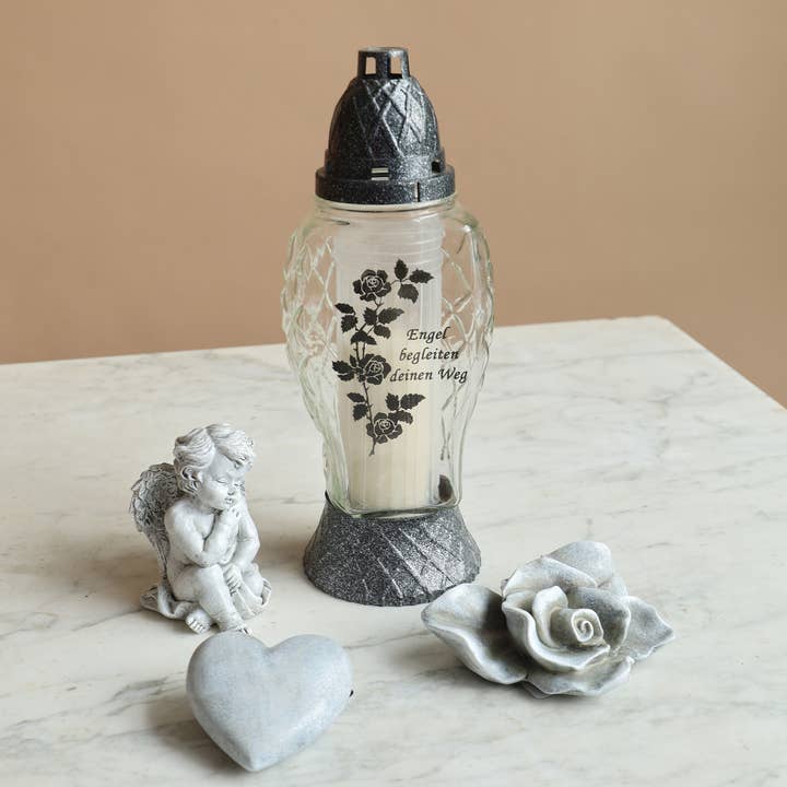 Vosteen - Wholesale Decorative Figurine - Poly Angel Romanus, 2 motifs, D8cm, H10cm, Gray1