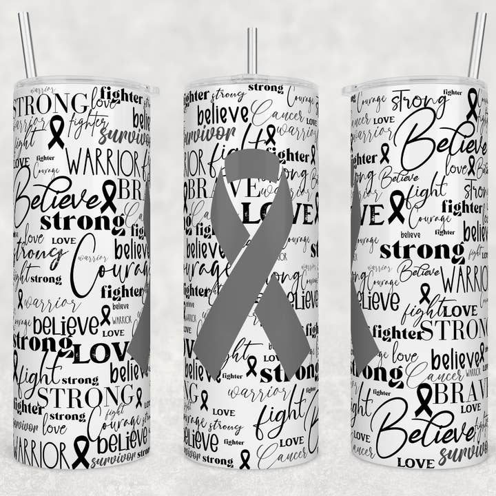 Ruban gris de sensibilisation au cancer du cerveau | Tumbler pour la vente par Designs by Robyn